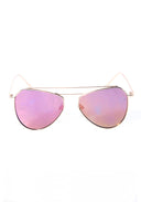 Gold Framed Aviator Sunglasses with Pink Mirrored Lenses