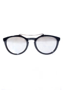 Black Mirrored Sunglasses with Metallic Bridge Detail