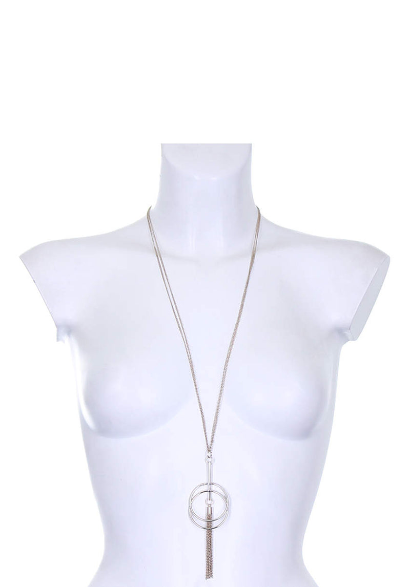 Silver Necklace with Tassel Detail