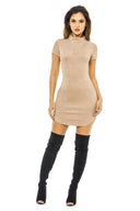 Faux Suede High Neck Mini Dress AX Paris