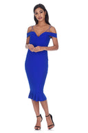 Blue Off The Shoulder Strappy Fishtail Dress