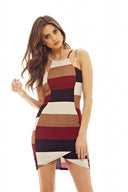 Multi-colour Mini Dress with Double-Stripe-Strap Detail