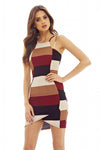 Multi-colour Mini Dress with Double-Stripe-Strap Detail