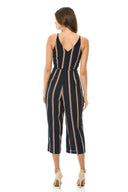 Navy Striped Culotte Jumpsuit