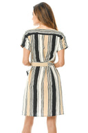 Beige Striped Shirt Dress