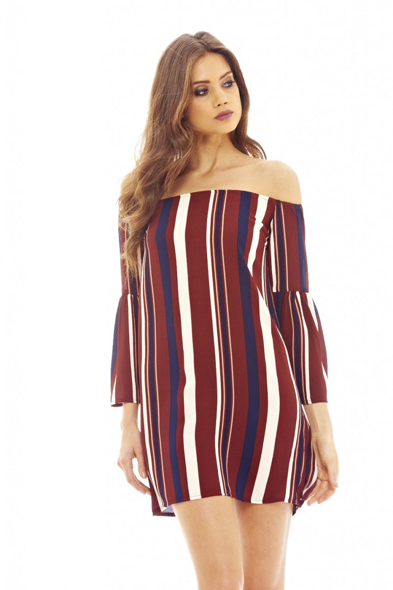 Off The Shoulder Striped Dress