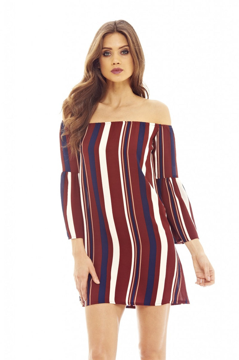 Off The Shoulder Striped Dress