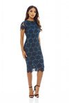 Teal Crochet Overlay Midi Dress