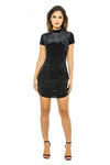 Black Velvet High Neck Bodycon Dress