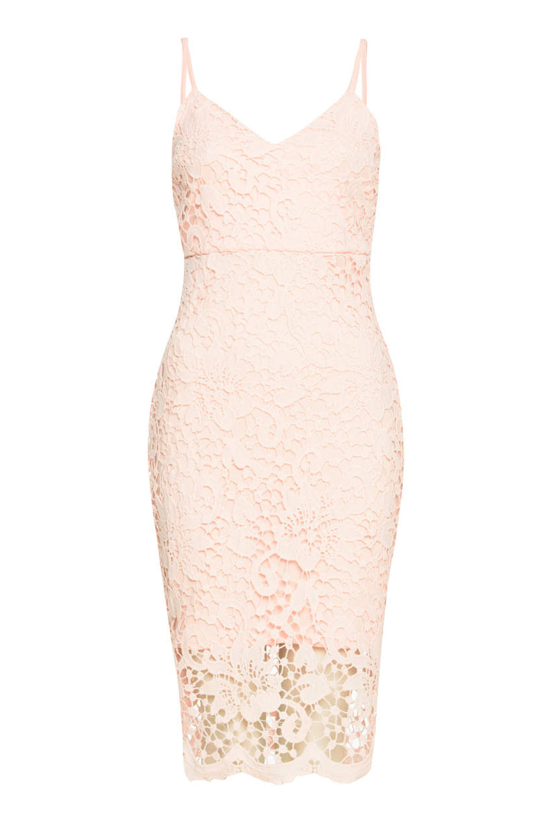 Pink Crochet Midi Dress With Spaghetti Straps