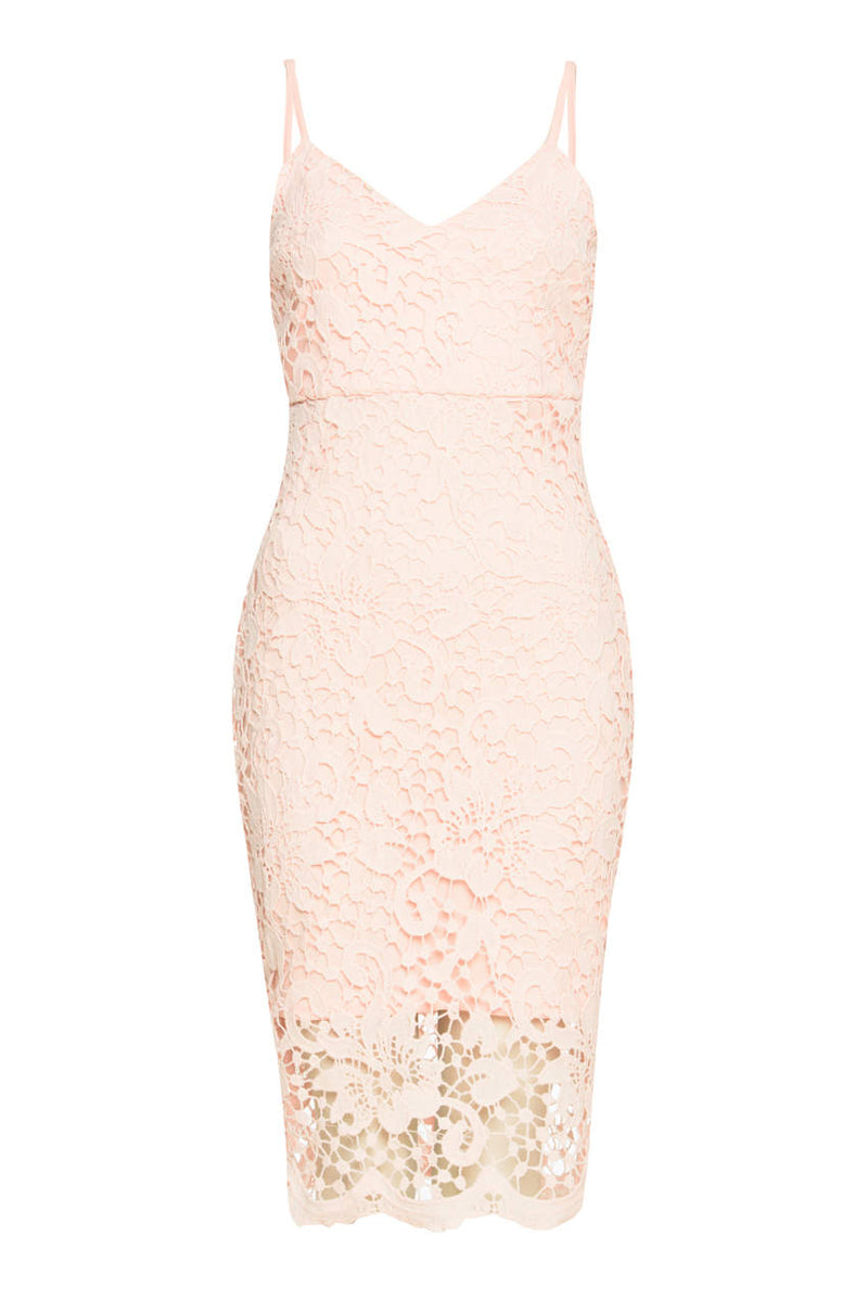 Pink Crochet Midi Dress With Spaghetti Straps