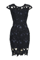 Navy Crochet Pencil Dress