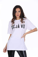 White Deja Vu Slogan T-Shirt