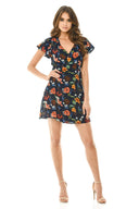 Navy Floral Wrap Dress