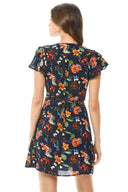 Navy Floral Wrap Dress